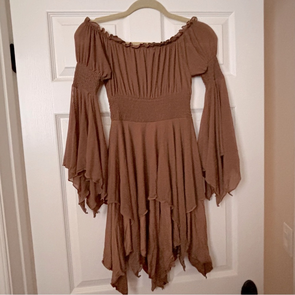 NWT Dolls Kill MUSICAL ODYSSEY MINI DRESS - BROWN CURRENT MOOD XS - Picture 12 of 15